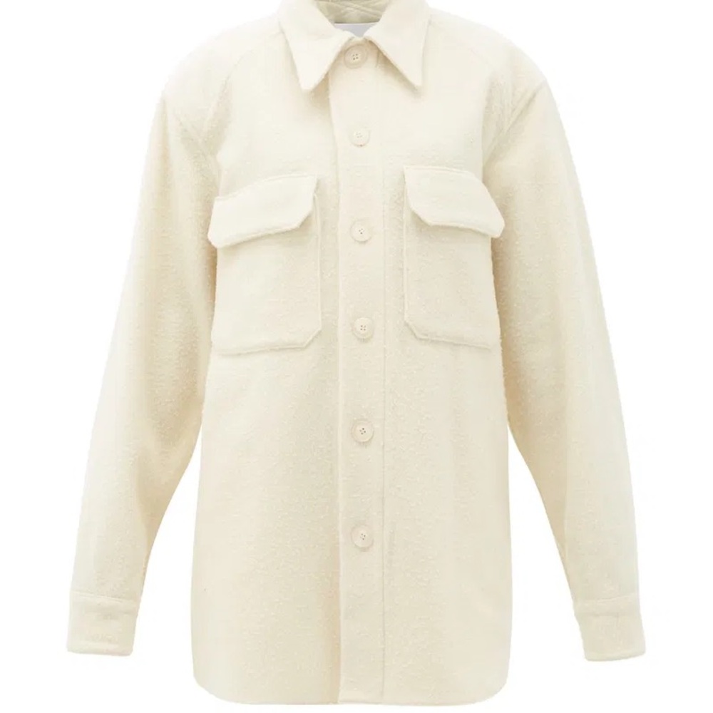 RAEY Oversized Chest-Pocket Pilled Wool-Blend Shacket